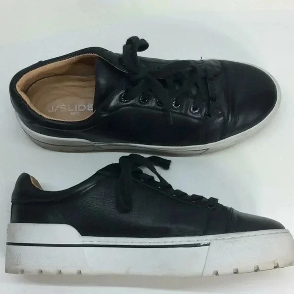 J/Slides Black Leather Sneakers - Picture 2 of 12